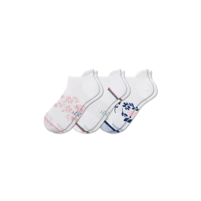 Bombas Golf Ankle Sock 3-pack In White Pink Lily Mix