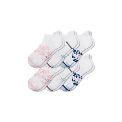 Bombas Golf Ankle Sock 6-pack In White Pink Lily Mix