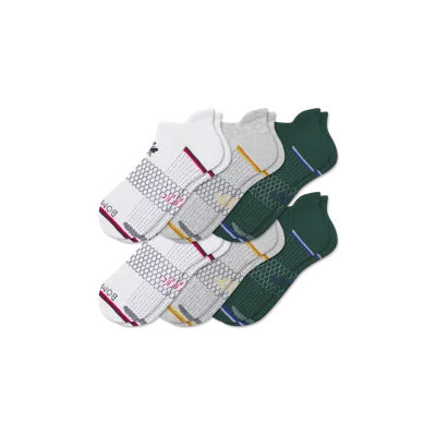 Bombas Golf Ankle Sock 6-pack In White Vivid Red Mix