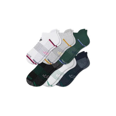Bombas Golf Ankle Sock 6-pack In White Vivid Red Multi Mix