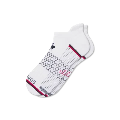 Bombas Golf Ankle Socks In White Vivid Red