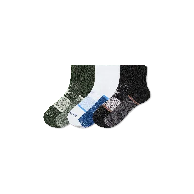 Bombas Golf Quarter Sock 3-pack In Black Olive Mix