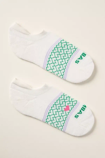 Bombas Heart Honeycomb Stripe Ankle Socks In White