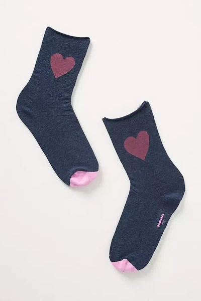 Bombas Heart Roll-top Socks In Blue