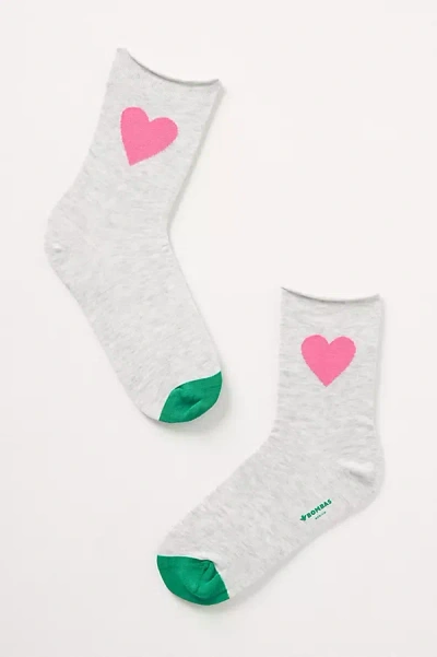 Bombas Heart Roll-top Socks In Grey
