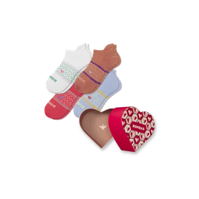 Bombas Hearts Ankle Sock 4-pack Gift Box In Red White Mix