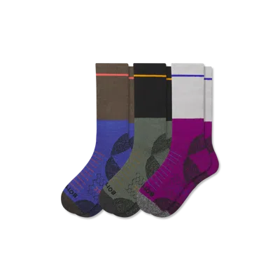 Bombas Hiking Performance Calf Sock 3-pack In Black Moss Mix