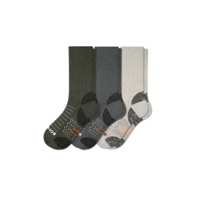 Bombas Hiking Performance Calf Sock 3-pack In Olive Shade Mix