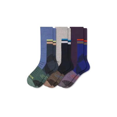 Bombas Hiking Performance Calf Sock 3-pack In Botanic Blue Mix