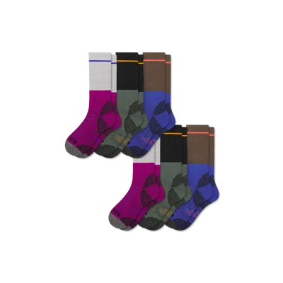 Bombas Hiking Performance Calf Sock 6-pack In Black Moss Mix