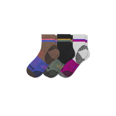 Bombas Hiking Performance Quarter Sock 3-pack In Black Moss Mix