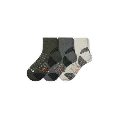 Bombas Hiking Performance Quarter Sock 3-pack In Olive Shade Mix