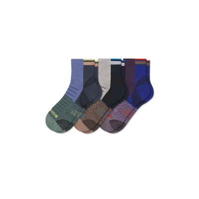 Bombas Hiking Performance Quarter Sock 3-pack In Botanic Blue Mix
