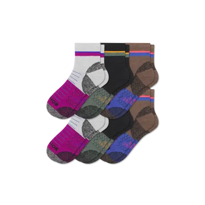 Bombas Hiking Performance Quarter Sock 6-pack In Black Moss Mix