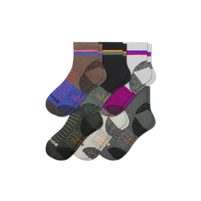 Bombas Hiking Performance Quarter Sock 6-pack In Black Moss Shade Mix