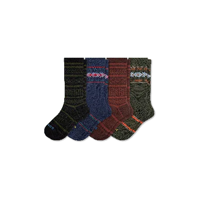 Bombas Holiday Calf Sock 4-pack In Olive Cocoa Mix