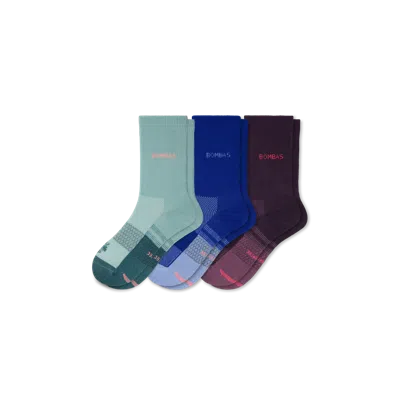 Bombas Lightweight Athletic Half Calf Sock 3-pack In Plum Sky Mix