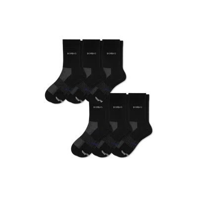 Bombas Lightweight Athletic Half Calf Sock 6-pack In Black