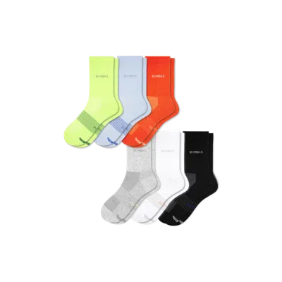 Bombas Lightweight Athletic Half Calf Sock 6-pack In Halo Blue Multi Mix