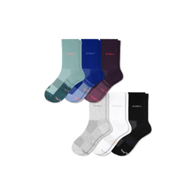 Bombas Lightweight Athletic Half Calf Sock 6-pack In Plum Sky Multi Mix