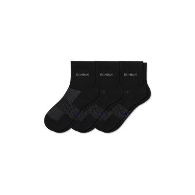 Bombas Lightweight Athletic Quarter Sock 3-pack In Black