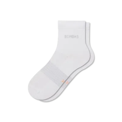 Bombas Lightweight Athletic Quarter Socks In White