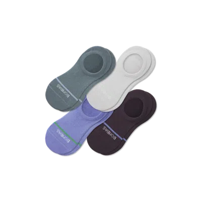 Bombas Lightweight Merino Wool Blend No Show Sock 4-pack In Grey Surf Mix