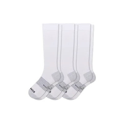Bombas Medical Grade Compression Knee High Sock 3-pack (20-30mmhg) In White