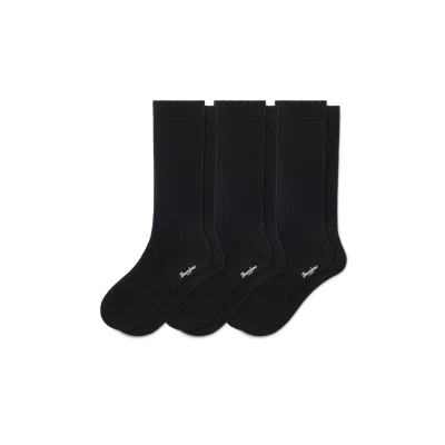Bombas Merino Cashmere Blend Fine Rib Calf Sock 3-pack In Black