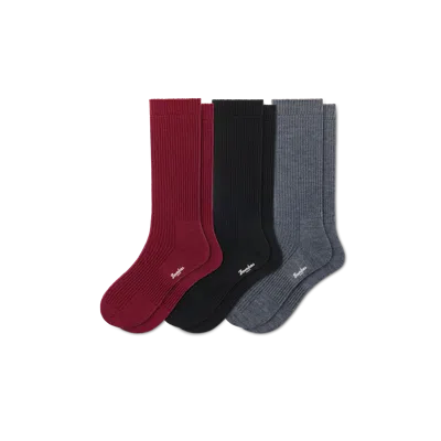Bombas Merino Cashmere Blend Fine Rib Calf Sock 3-pack In Multi