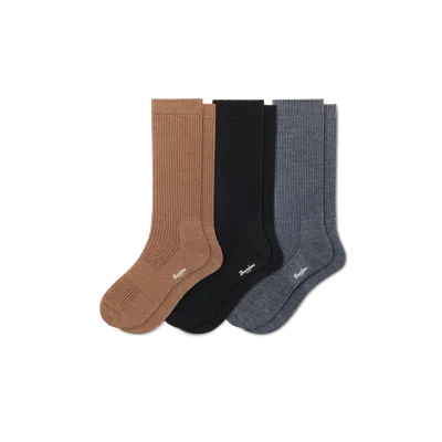 Bombas Merino Cashmere Blend Fine Rib Calf Sock 3-pack In Multi