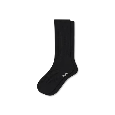 Bombas Merino Cashmere Blend Fine Rib Calf Socks In Black