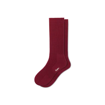 Bombas Merino Cashmere Blend Fine Rib Calf Socks In Maple Red
