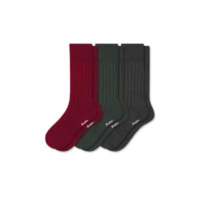 Bombas Merino Cashmere Blend Rib Calf Sock 3-pack In Multi