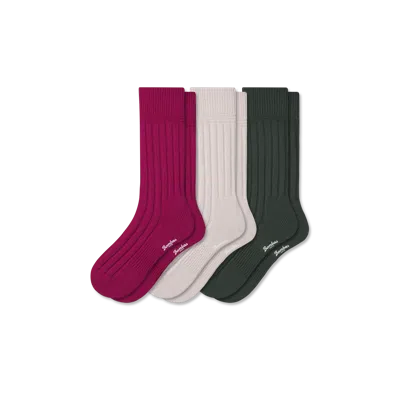 Bombas Merino Cashmere Blend Rib Calf Sock 3-pack In Multi