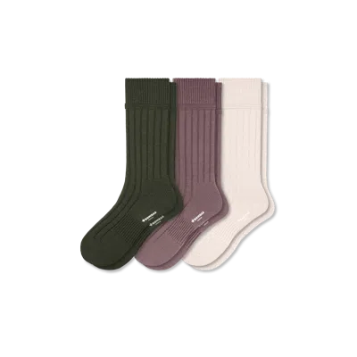Bombas Merino Cashmere Blend Rib Calf Sock 3-pack In Multi