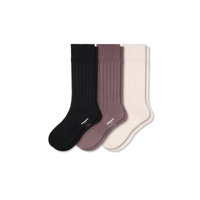 Bombas Merino Cashmere Blend Rib Calf Sock 3-pack In Neutral Mix