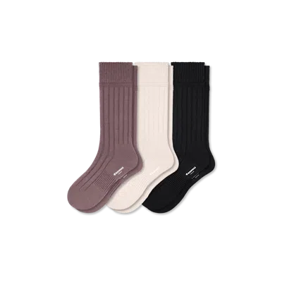 Bombas Merino Cashmere Blend Rib Calf Sock 3-pack In Neutrals Mix
