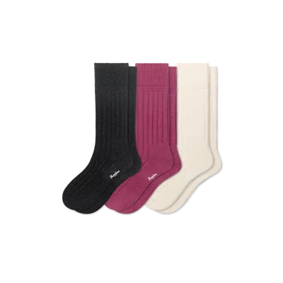 Bombas Merino Cashmere Blend Rib Calf Sock 3-pack In Multi