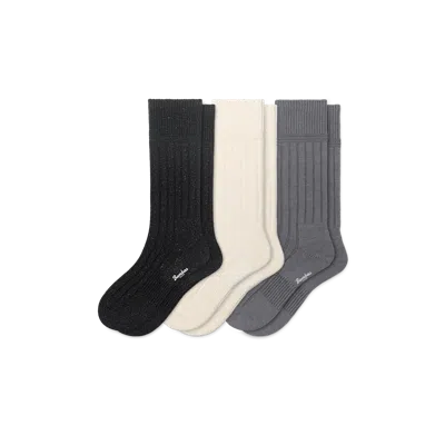 Bombas Merino Cashmere Blend Rib Calf Sock 3-pack In Multi