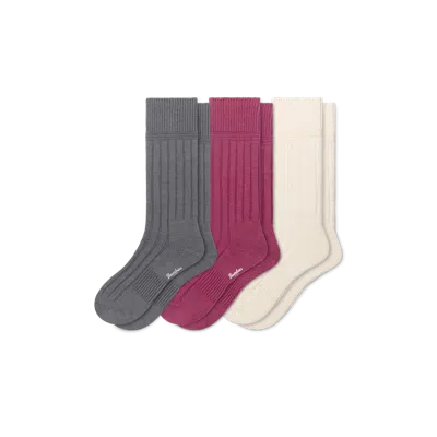Bombas Merino Cashmere Blend Rib Calf Sock 3-pack In Multi