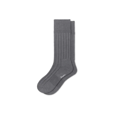 Bombas Merino Cashmere Blend Rib Calf Socks In Gray