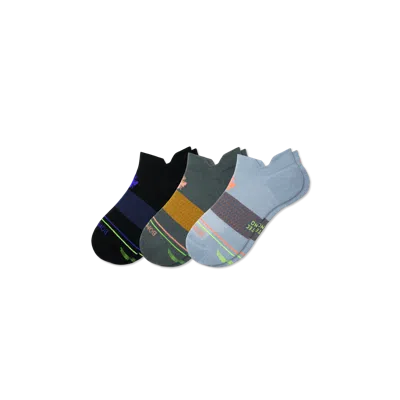 Bombas Merino Wool Blend Athletic Ankle Sock 3-pack In Moss Ocean Mix