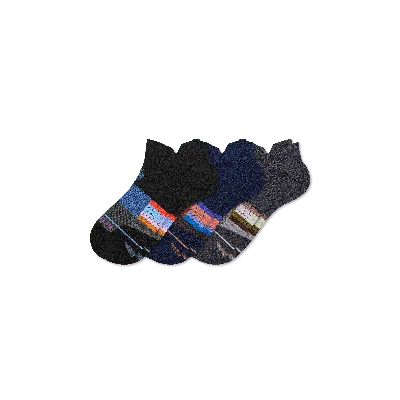 Bombas Merino Wool Blend Athletic Ankle Sock 3-pack In Navy Black Mix