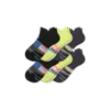 Bombas Merino Wool Blend Athletic Ankle Sock 6-pack In Black Chartreuse Mix