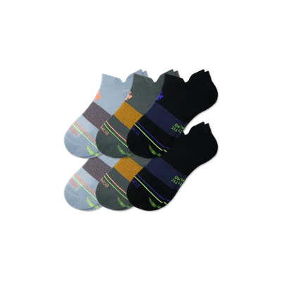 Bombas Merino Wool Blend Athletic Ankle Sock 6-pack In Moss Ocean Mix