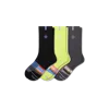 Bombas Merino Wool Blend Athletic Calf Sock 3-pack In Black Chartreuse Mix