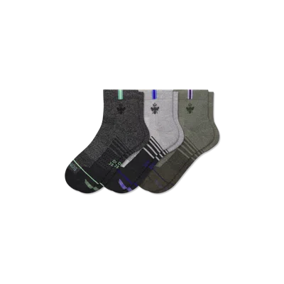Bombas Merino Wool Blend Athletic Quarter Sock 3-pack In Brown