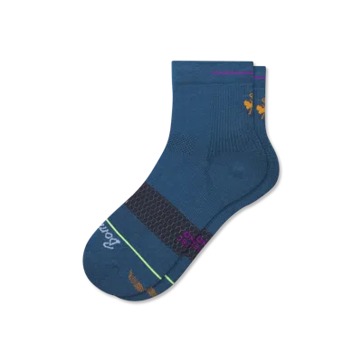 Bombas Merino Wool Blend Athletic Quarter Socks In Blue Teal