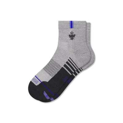 Bombas Merino Wool Blend Athletic Quarter Socks In Gray